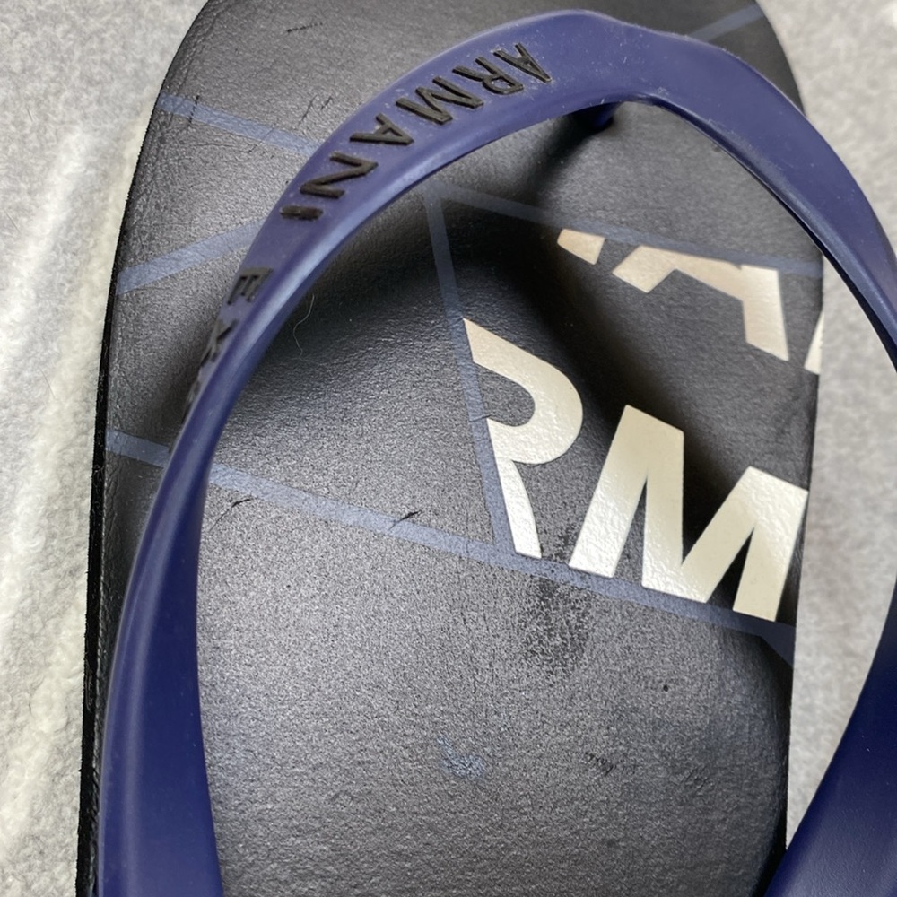 Armani Exchange Men's Black Navy & White Flip Flops Sz 11/12 - Picture 14 of 17